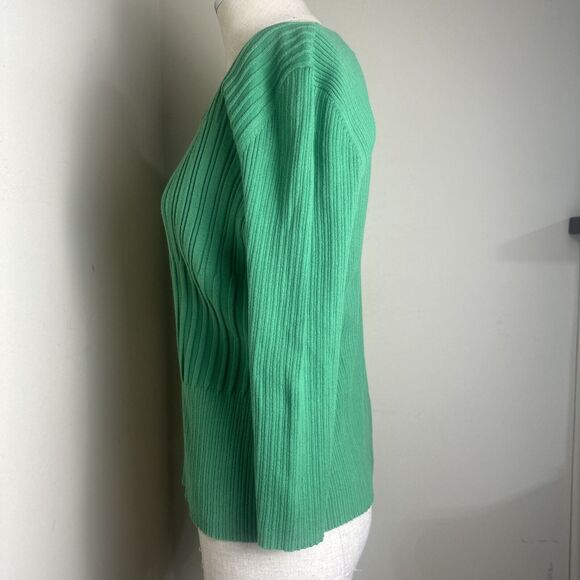 RQT 3/4 Sleeve Ribbed Sweater Top Pewyer Embellishing Neckline Size Medium EUC - Picture 4 of 8